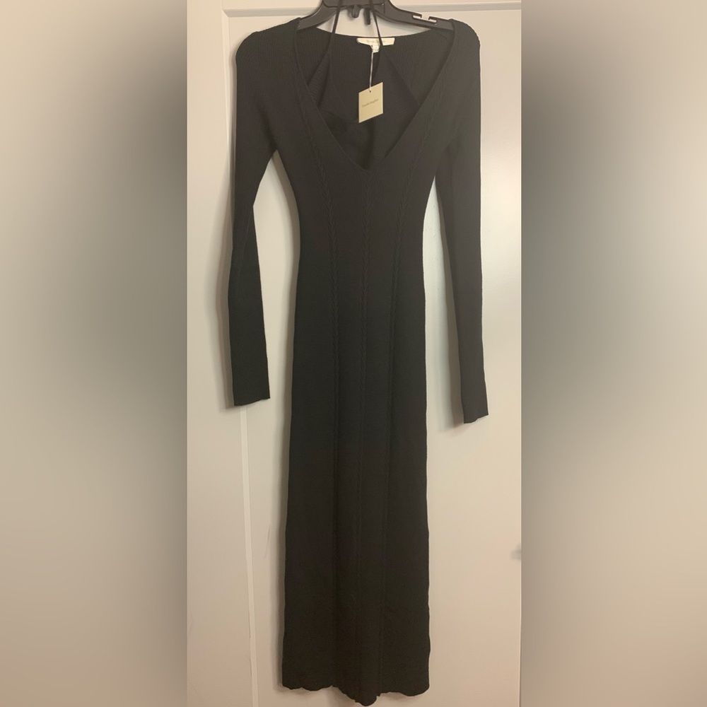 NWT Favorite Daughter Black Take Me Somewhere Midi Sweater Dress Size Medium - Picture 4 of 16